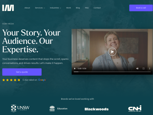 Screenshot of ivory media website.