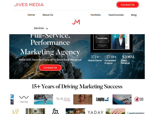 Screenshot of jives media website.