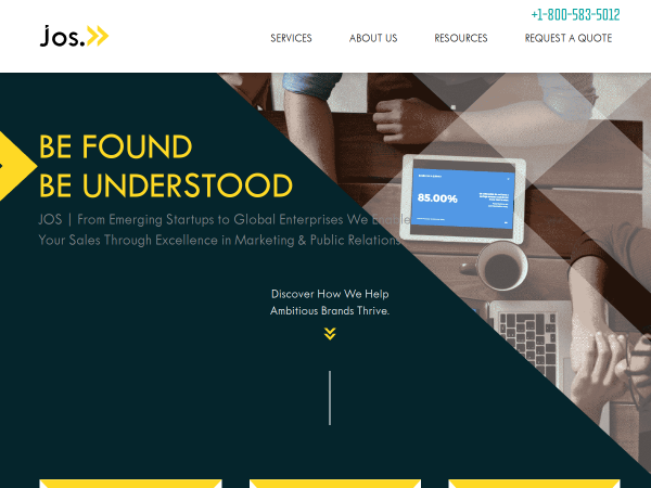 Screenshot of joseph studios website.