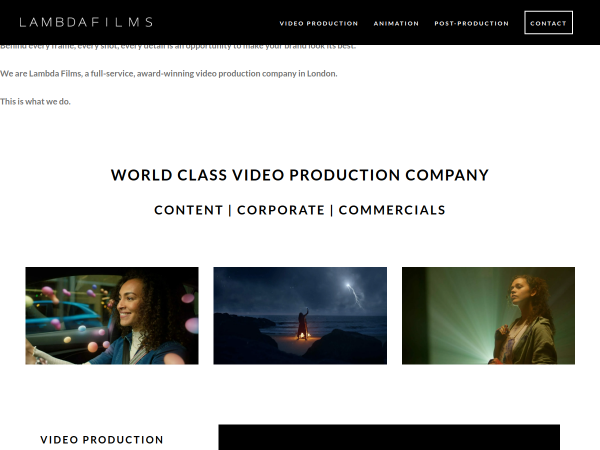 Screenshot of lambda films london website.