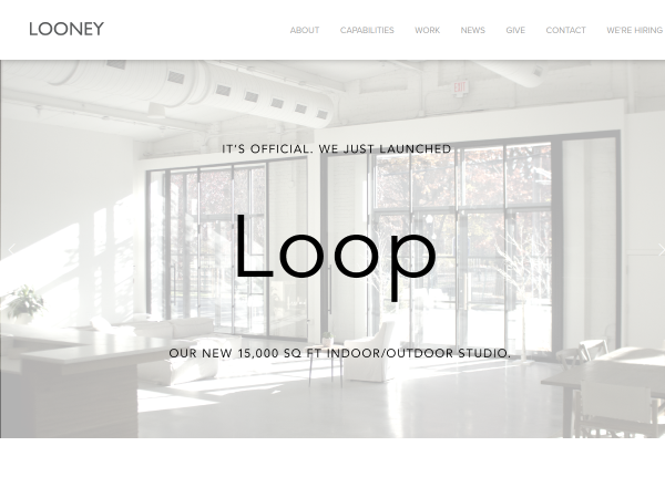Screenshot of looney advertising website.