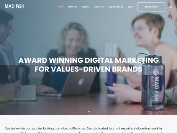 Screenshot of mad fish digital website.