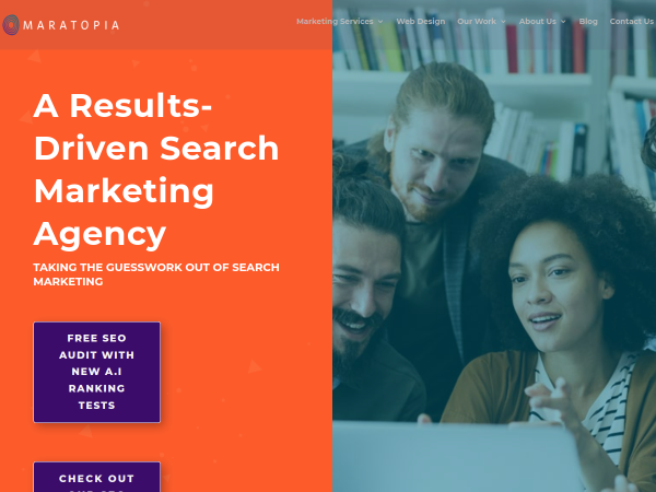 Screenshot of maratopia digital marketing website.