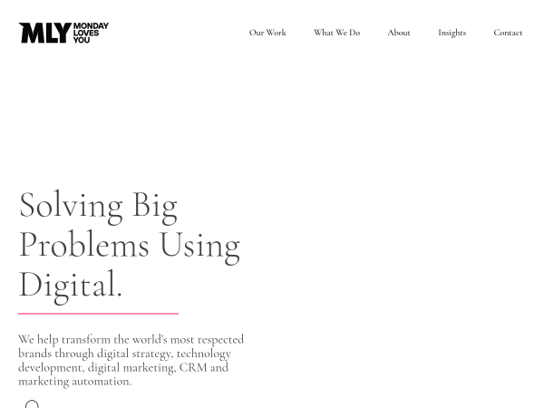 Screenshot of monday loves you website.