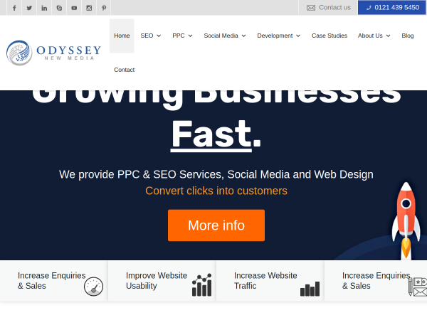 Screenshot of odyssey new media website.