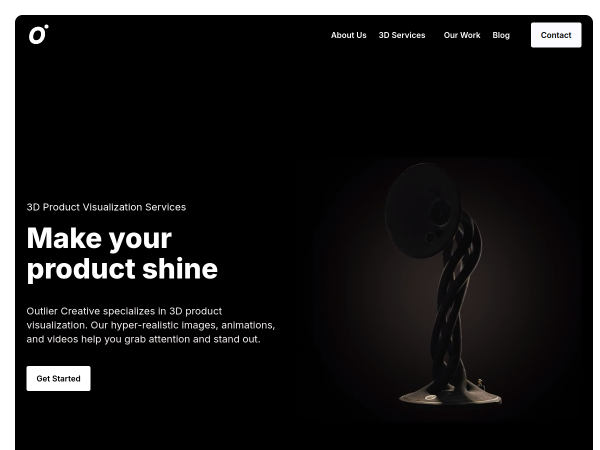 Screenshot of outlier creative website.