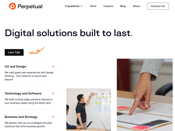 Screenshot of perpetual website.