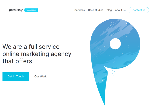Screenshot of presitely website.