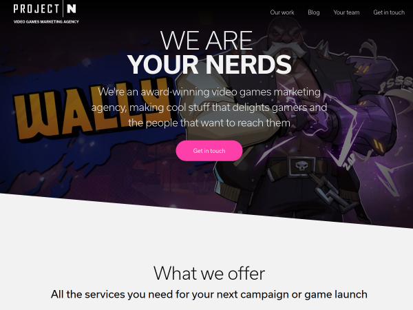 Screenshot of project n website.