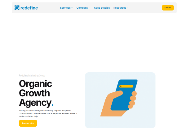 Screenshot of redefine website.