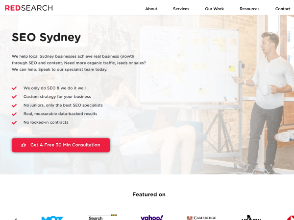 Screenshot of red search website.