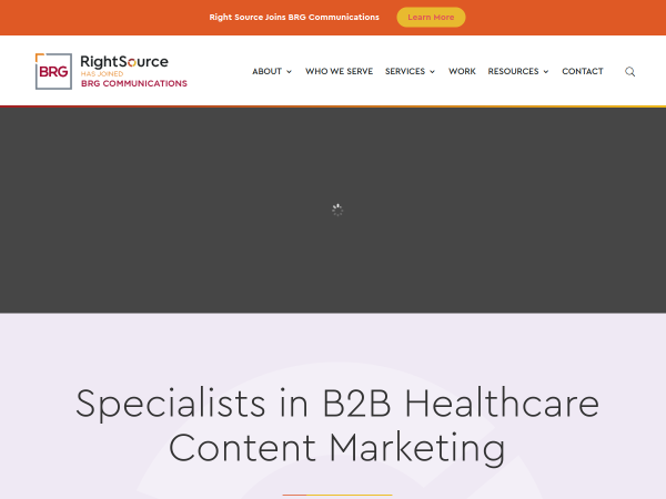 Screenshot of right source marketing website.