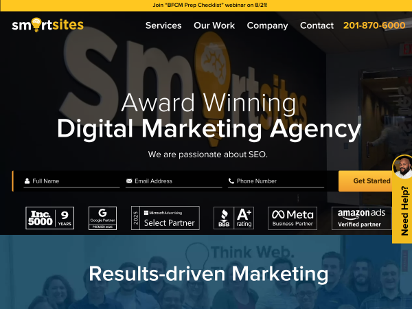 Screenshot of smartsites website.
