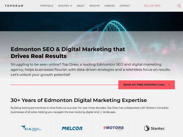 Screenshot of top draw website.