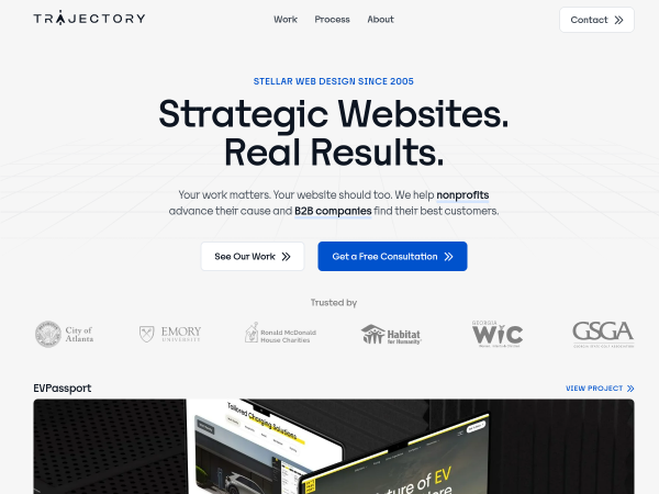 Screenshot of trajectory website.