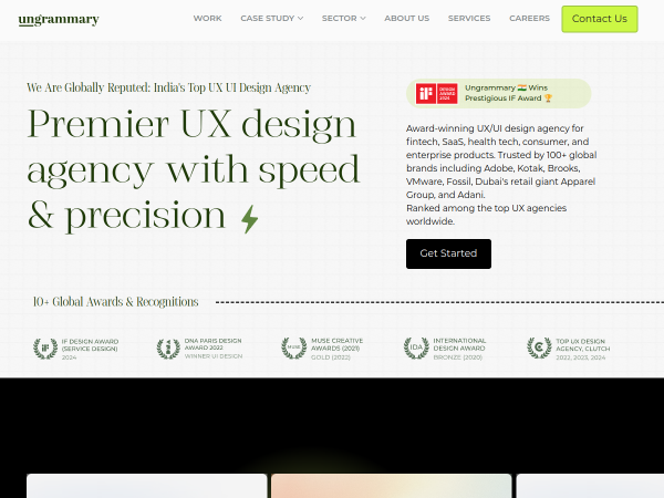 Screenshot of ungrammary creatives website.