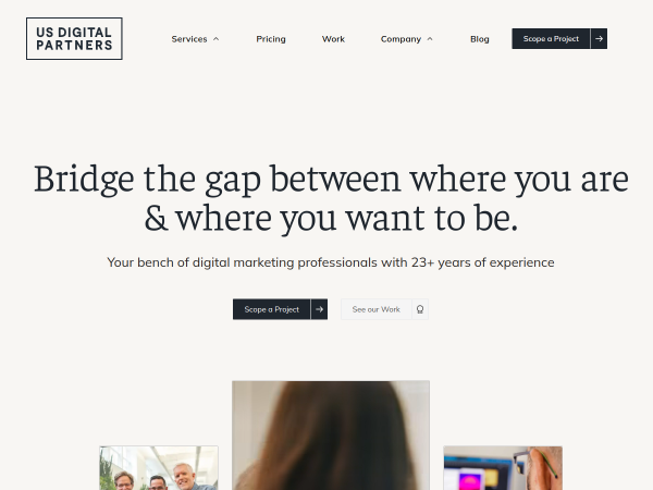 Screenshot of us digital partners website.