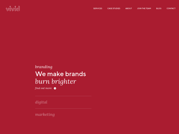 Screenshot of vivid creative website.