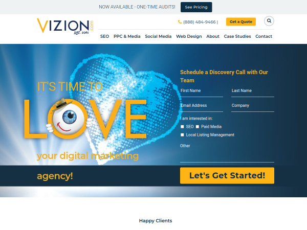 Screenshot of vizion website.