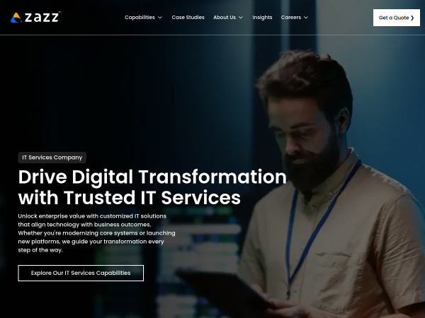Screenshot of zazz website.