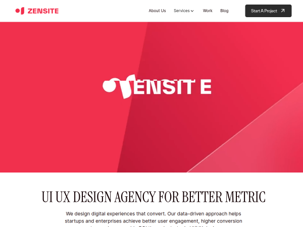 Screenshot of zensite ux design agency website.