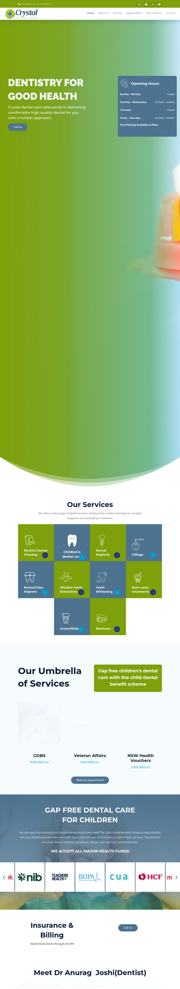 Crystal Dental Care website