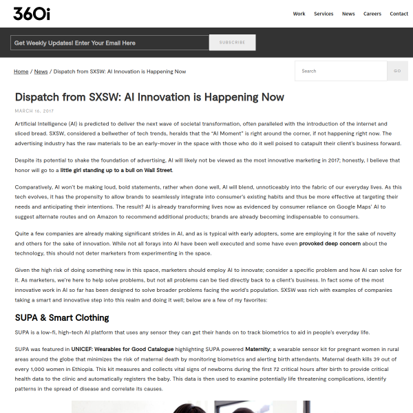 Dispatch from SXSW: AI Innovation is Happening Now - 360i Digital Agency Blog