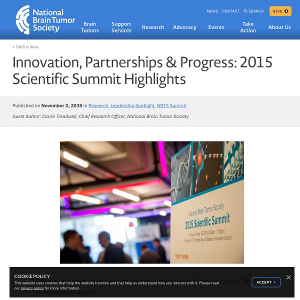 Innovation, Partnerships & Progress: 2015 Scientific Summit Highlights - News & Blog - National Brain Tumor Society