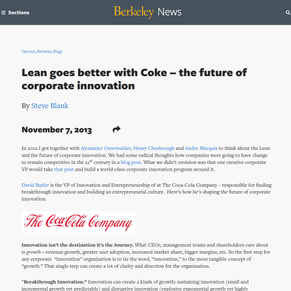 Lean goes better with Coke – the future of corporate innovation