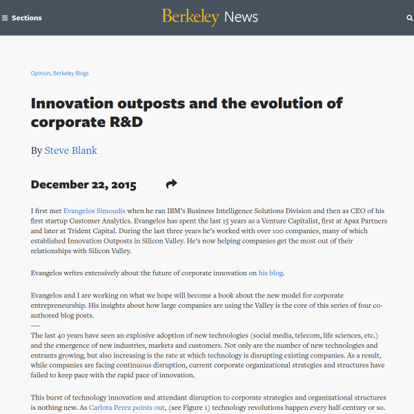 Innovation outposts and the evolution of corporate R&D