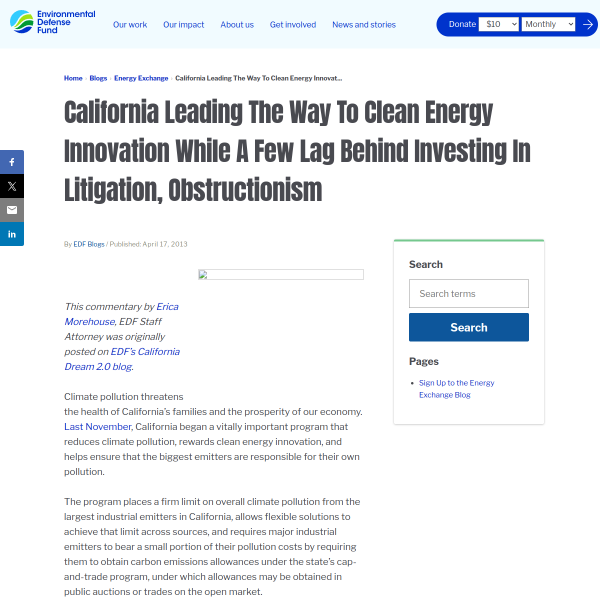 California Leading The Way To Clean Energy Innovation While A Few Lag Behind Investing In Litigation, Obstructionism