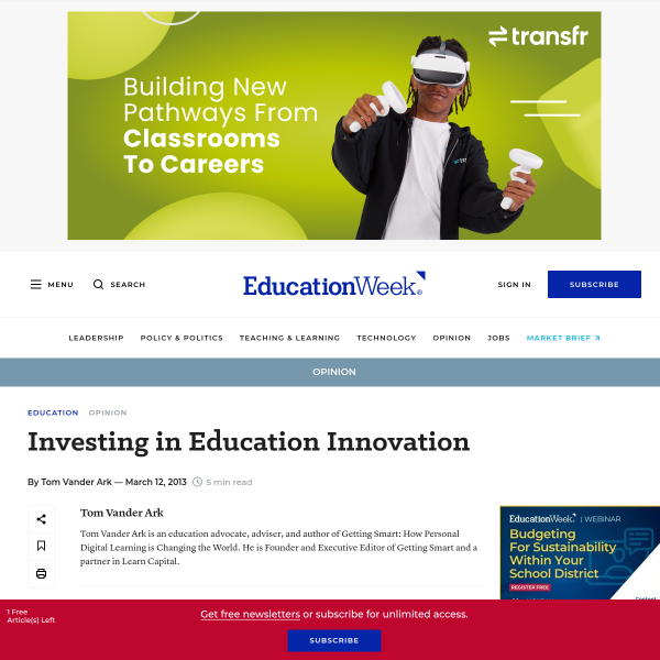 Investing in Education Innovation