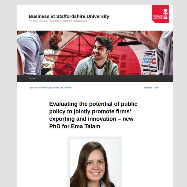 Evaluating the potential of public policy to jointly promote firms’ exporting and innovation – new PhD for Ema Talam
