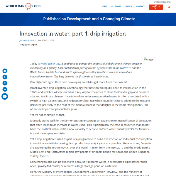 Innovation in water, part 1: drip irrigation