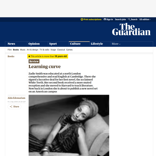 Profile of novelist Zadie Smith in The Guardian