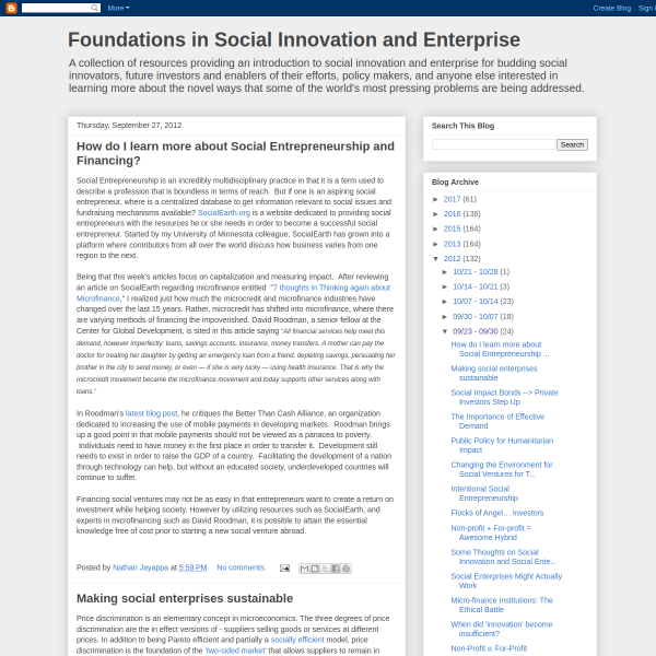 Foundations in Social Innovation and Enterprise