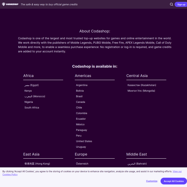 Screenshot codashop.com