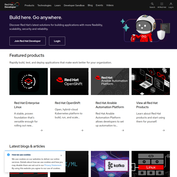 Screenshot developers.redhat.com