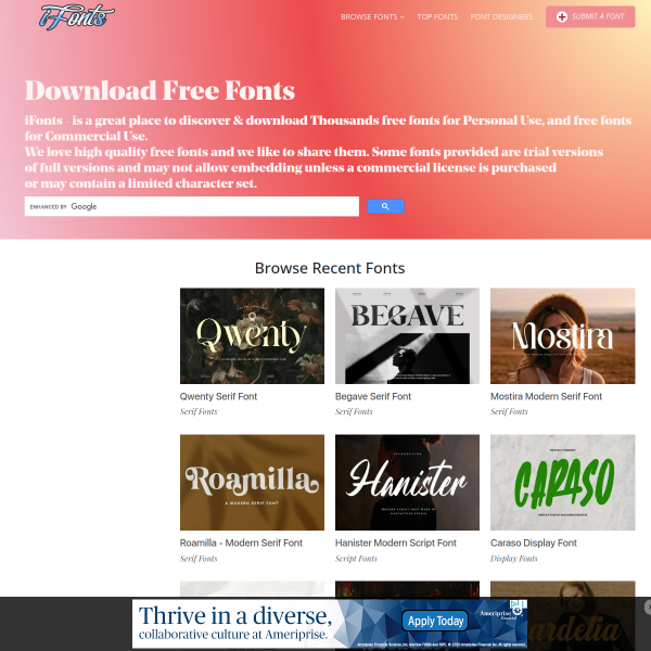 Screenshot ifonts.xyz