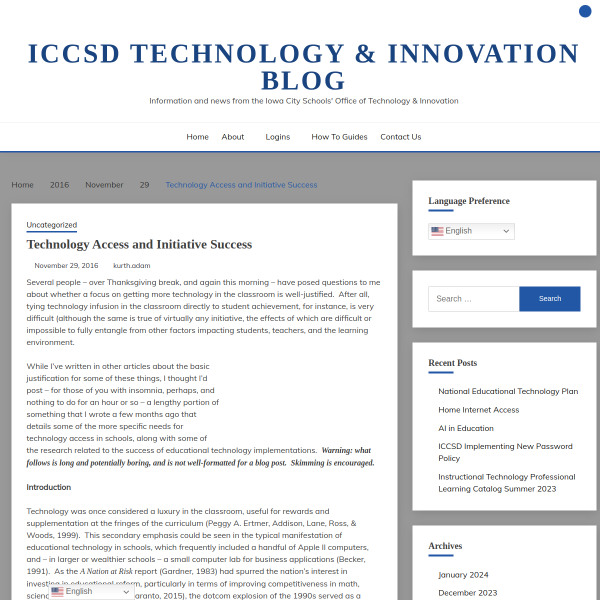 Technology Access and Initiative Success - ICCSD Technology & Innovation Blog