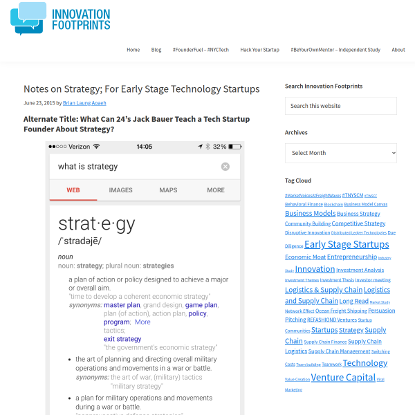 Notes on Strategy; For Early Stage Technology Startups - Innovation Footprints