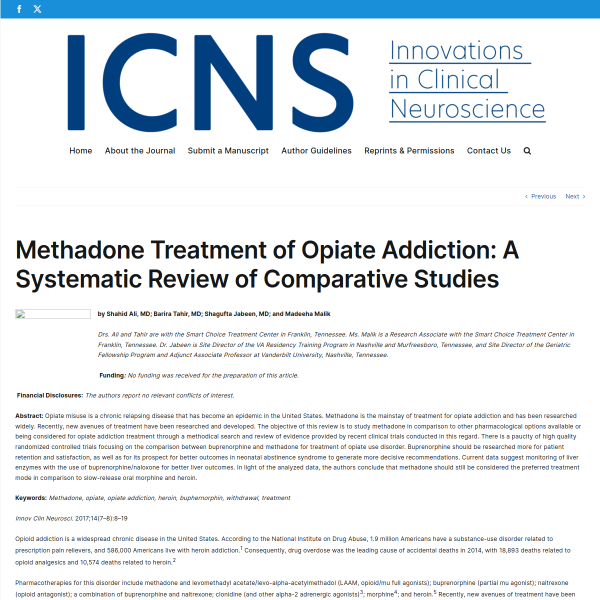 Methadone Treatment of Opiate Addiction: A Systematic Review of Comparative Studies - Innovations in Clinical Neuroscience