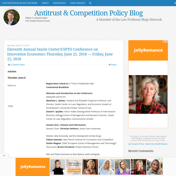 Antitrust & Competition Policy Blog: Eleventh Annual Searle Center/USPTO Conference on Innovation Economics Thursday, June 21, 2018 — Friday, June 22, 2018