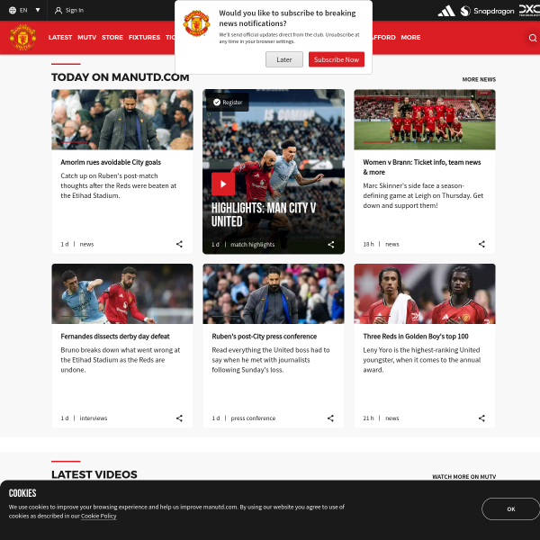 Screenshot manutd.com