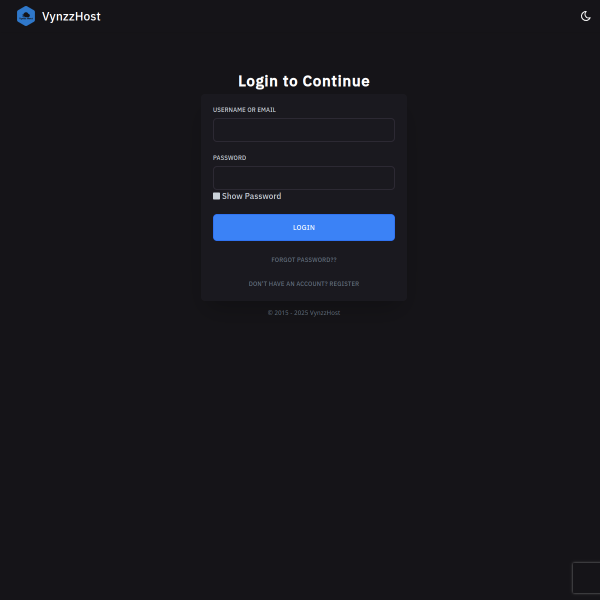 Screenshot panel.vynzzhost.com
