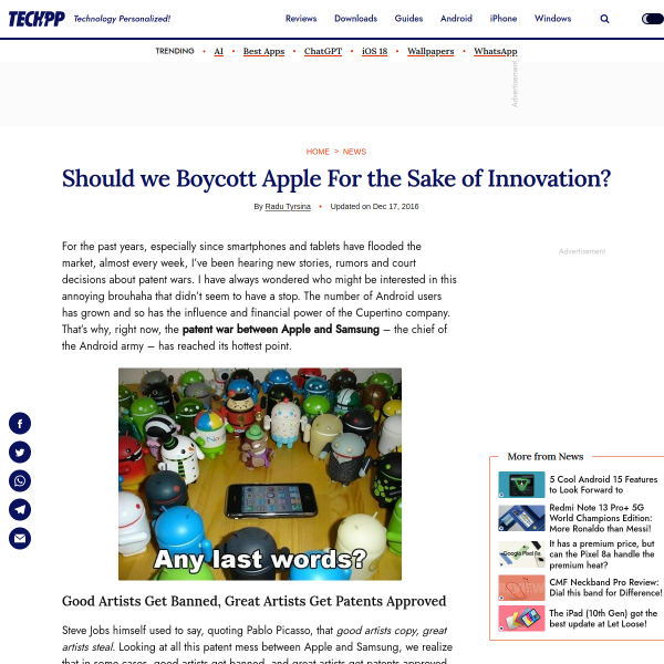 Should we Boycott Apple For the Sake of Innovation?