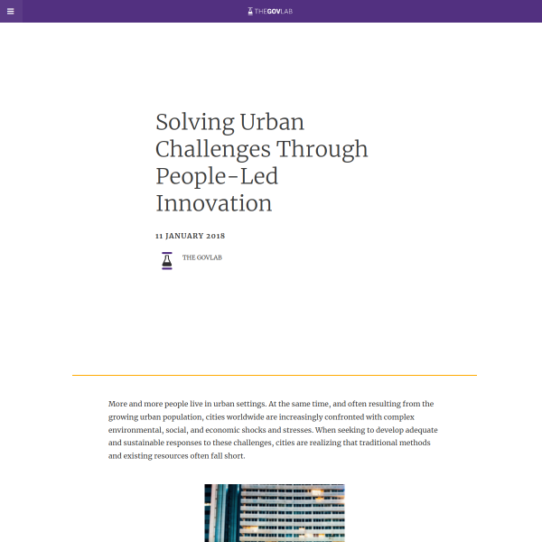 Solving Urban Challenges Through People-Led Innovation - The Governance Lab @ NYU