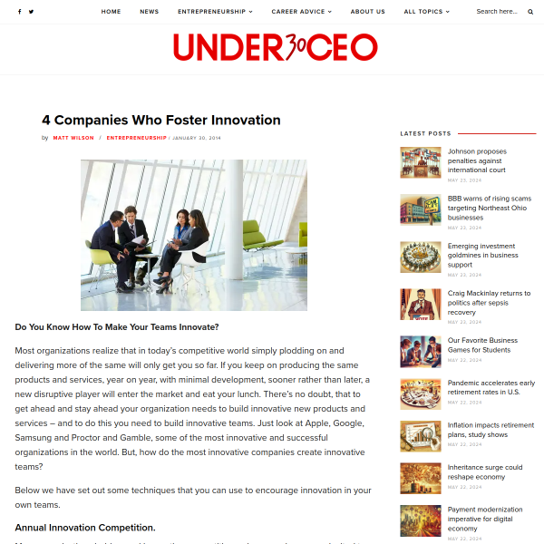 4 Companies Who Foster Innovation - Under30CEO