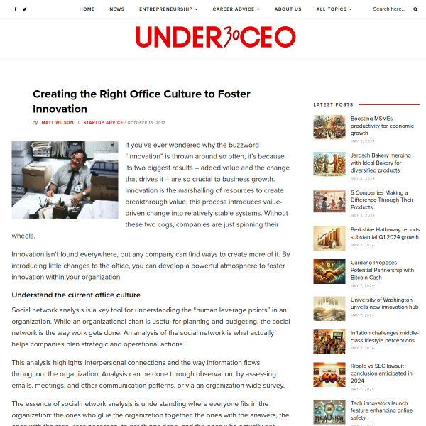 Creating the Right Office Culture to Foster Innovation