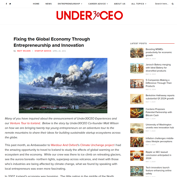 Fixing the Global Economy Through Entrepreneurship and Innovation - Under30CEO